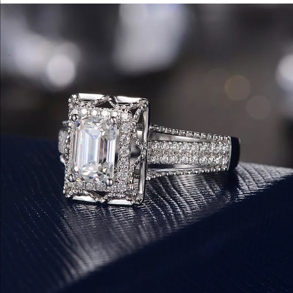 princess engagement wedding anniversary ring SZ 7 - Picture 3 of 5